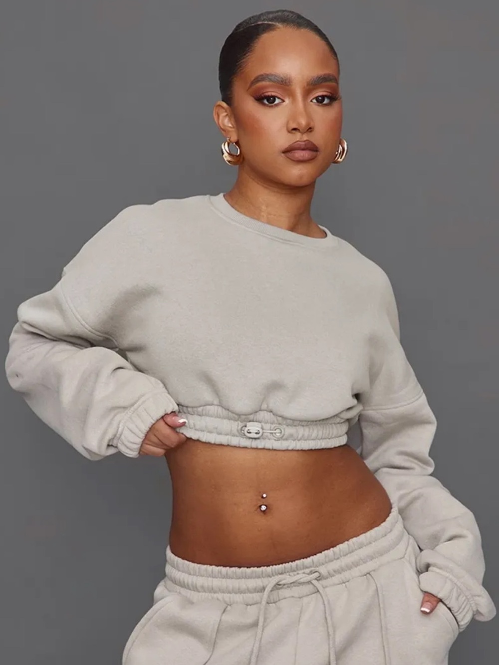 Petite Crop Elasticated Sweatshirt